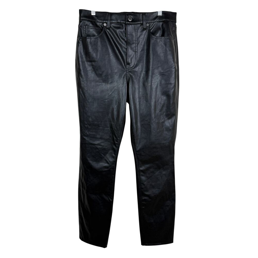 Veronica Beard Jeans Faux Leather Straight Leg Pants Black High Rise Size 30